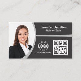 Berufliches Grau Hinzufügen des QR-Code-Fotos für  Visitenkarte