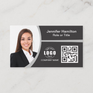 Berufliches Grau Hinzufügen des QR-Code-Fotos für Visitenkarte