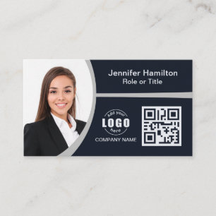 Berufliches Grau Hinzufügen des QR-Code-Fotos für  Visitenkarte
