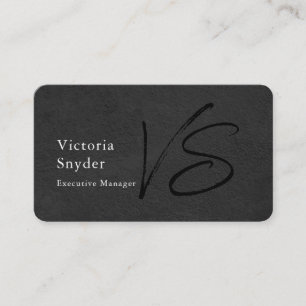 Berufliches Gray Black Monogram Visitenkarte