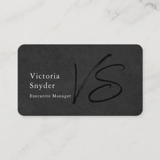 Berufliches Gray Black Monogram Visitenkarte (Vorderseite)