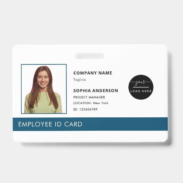Berufliches Green Company Logo Mitarbeiter-Foto-ID Ausweis (Vorderseite)
