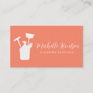 Berufliches Hausreinigungsservice Korallenpfirsich Visitenkarte