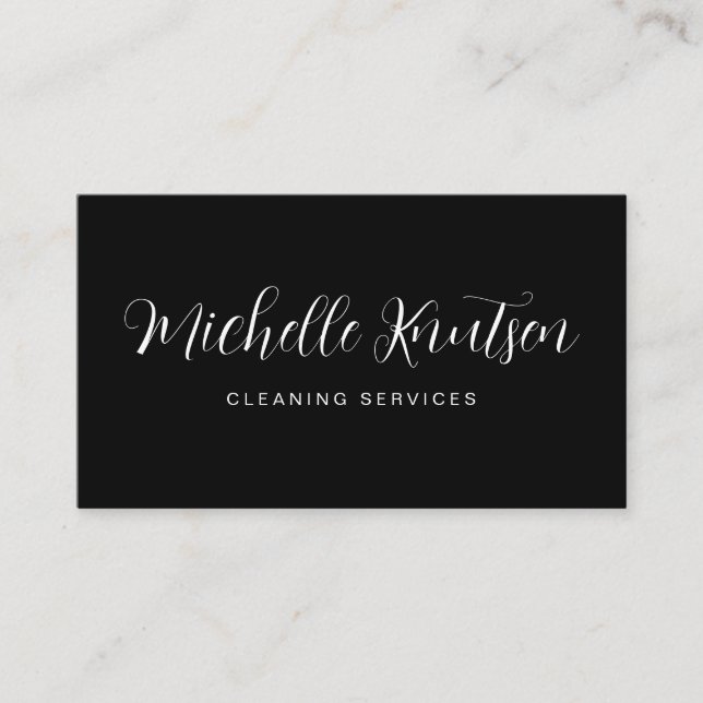 Berufliches Hausreinigungsservice Schwarz-weiß Visitenkarte (Vorderseite)