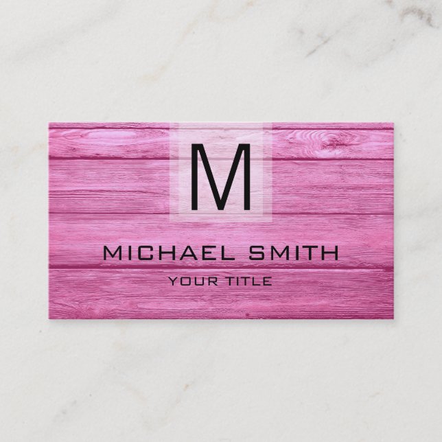 Berufliches Holz Texturierte Monogramm Visitenkarte (Vorderseite)