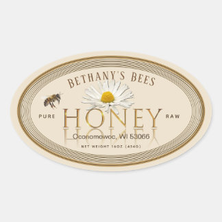 Berufliches Honey Label Elfenbeingoldene Ovale Ovaler Aufkleber