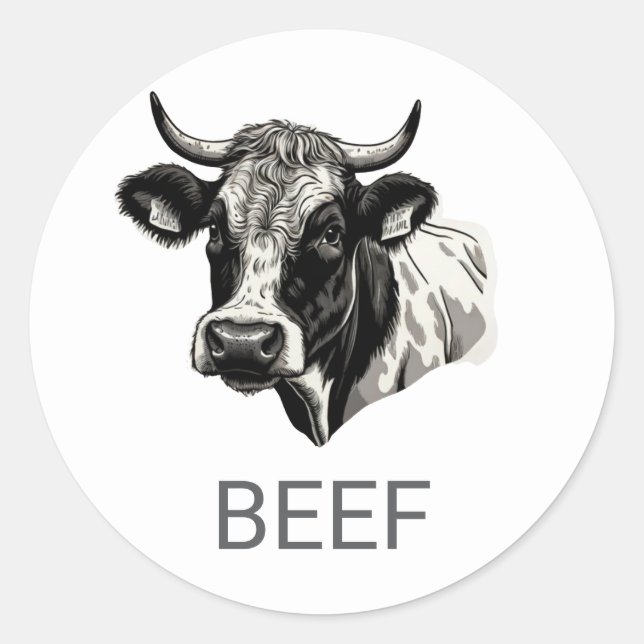 Berufliches individuelles Rindfleisch Runder Aufkleber (Vorderseite)