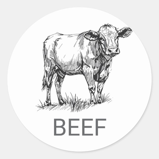 Berufliches individuelles Rindfleisch Runder Aufkleber (Vorderseite)