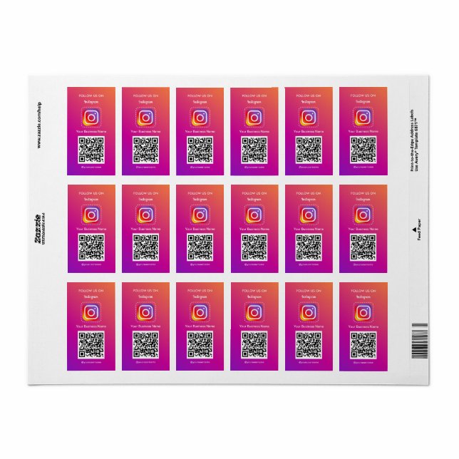 Berufliches Instagramm-Logo folgen Qr-Code Adressaufkleber (Vorne)
