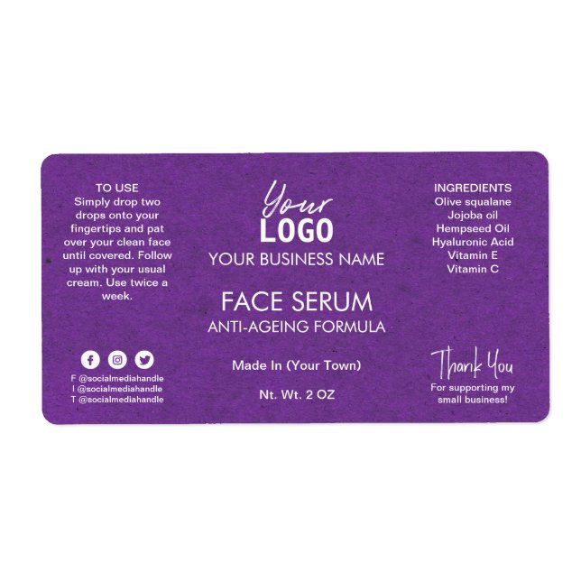 Berufliches Lila Gesicht und Haarölserum (Vorne)