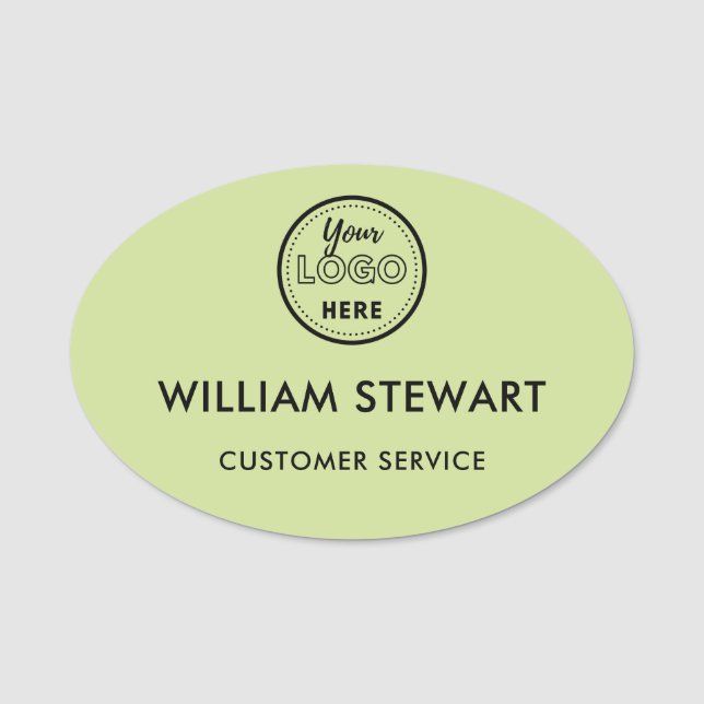 Berufliches Lime Green Logo Oval Mitarbeiter Namensschild (Vorderseite)