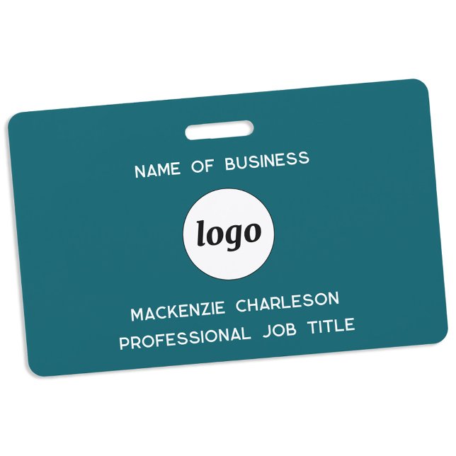 Berufliches Logo Aquamariner Name Ausweis (Simple logo with custom text business branding promotional employee representative name badge)