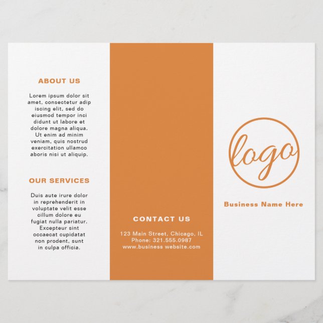 Berufliches Logo Einfache Orange-Trifold-Broschüre (Vorderseite)