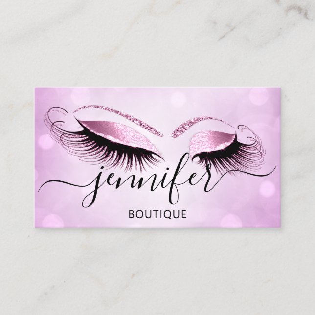 Berufliches Logo Makeup Boutique Lash Studio Rosa Visitenkarte (Vorderseite)