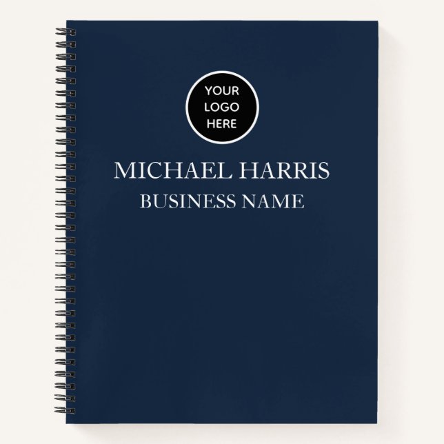 Berufliches Logo Navy Blue Monogram Business Notizbuch (Vorderseite)