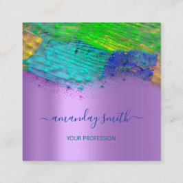 Berufliches Makeup Artist Abstrakt Artwork Blau Quadratische Visitenkarte