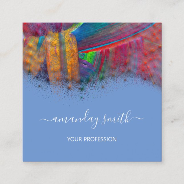 Berufliches Makeup Artist Artwork Abstrakt Blue Quadratische Visitenkarte (Vorderseite)