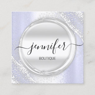 Berufliches Makeup Artist Blue Silver Graues Logo Quadratische Visitenkarte