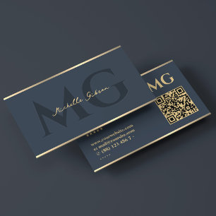 Berufliches Marketing Charcoal Monogram Blue Visitenkarte