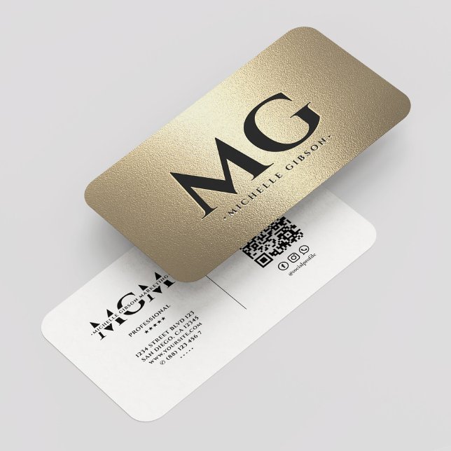 Berufliches Marketing Weißes Gold Modernes Monogra Visitenkarte (Professional Marketing White Gold Modern Monogram Business Card
)