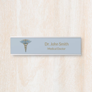 Berufliches medizinisches Fine Light Blue Gold Cad Türschild