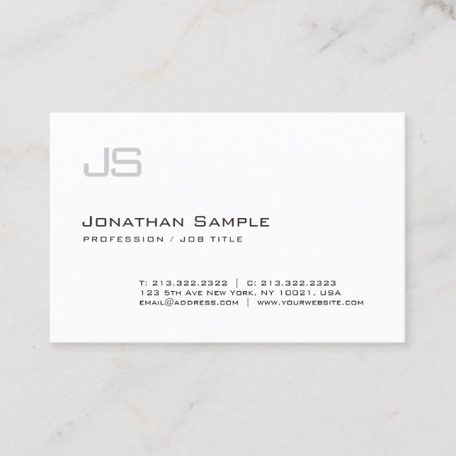 Berufliches Minimalistic Monogramm-modernes Visitenkarte (Vorderseite)