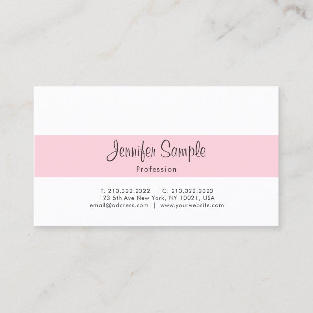 Berufliches Minimalistisches elegantes rosa Visitenkarte (Vorderseite)