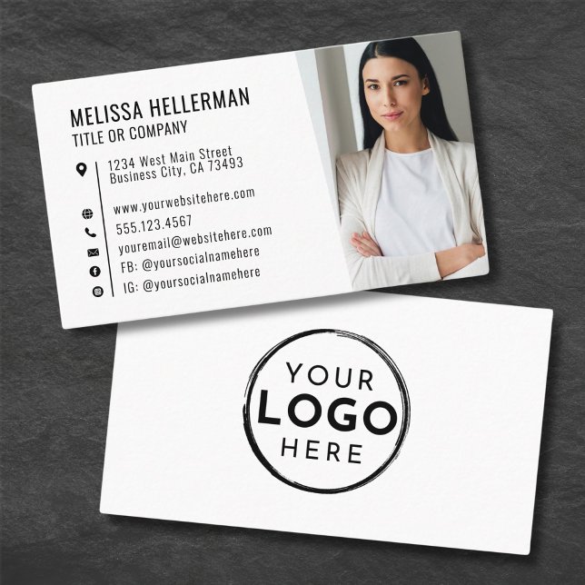 Berufliches Minimalistisches Foto Unternehmen Ihr  Visitenkarte (Professional Photo QR Code Company Your Logo Business Card)