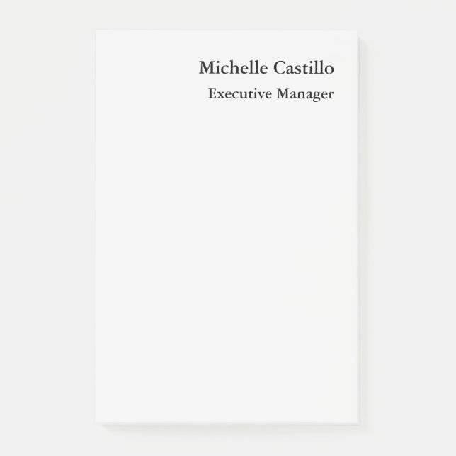 Berufliches Minimalistisches Licht Grau Post-it Klebezettel (Vorderseite)