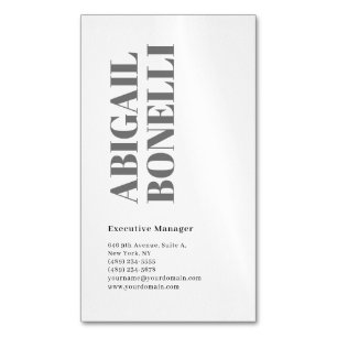 Berufliches minimalistisches, modernes Grauweiß Magnetische Visitenkarte