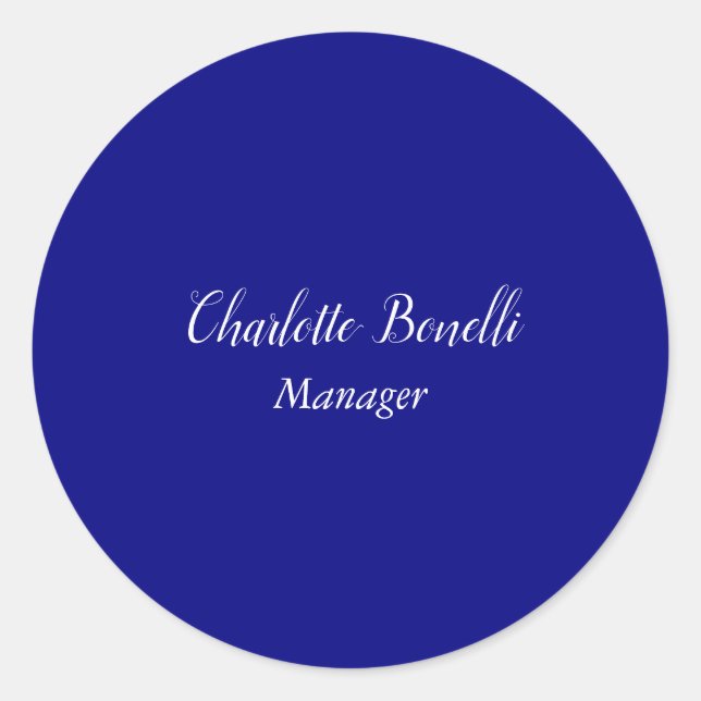 Berufliches Minimalistisches Navy Runder Aufkleber (Vorderseite)