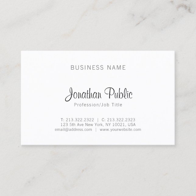 Berufliches Minimalistisches Schlicht Elegantes De Visitenkarte (Vorderseite)