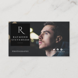 Berufliches Mit Monogramm Foto Schwarz/Weiß Visitenkarte