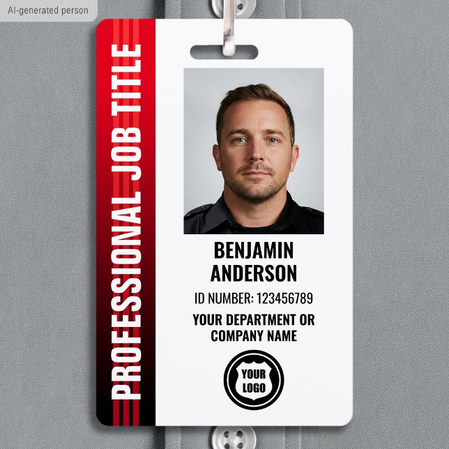 Berufliches Mitarbeiter-ID-Foto-Logo Rot Ausweis (Von Creator hochgeladen)