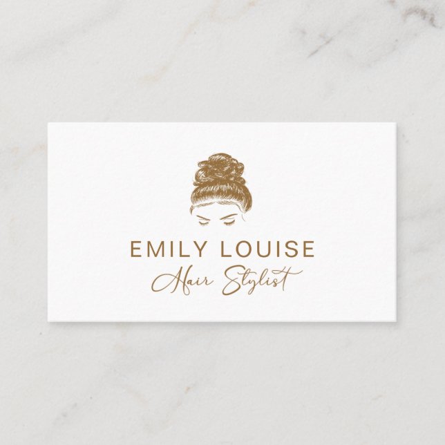 Berufliches modernes Goldbraun-Haarstylist Busine Visitenkarte (Vorderseite)