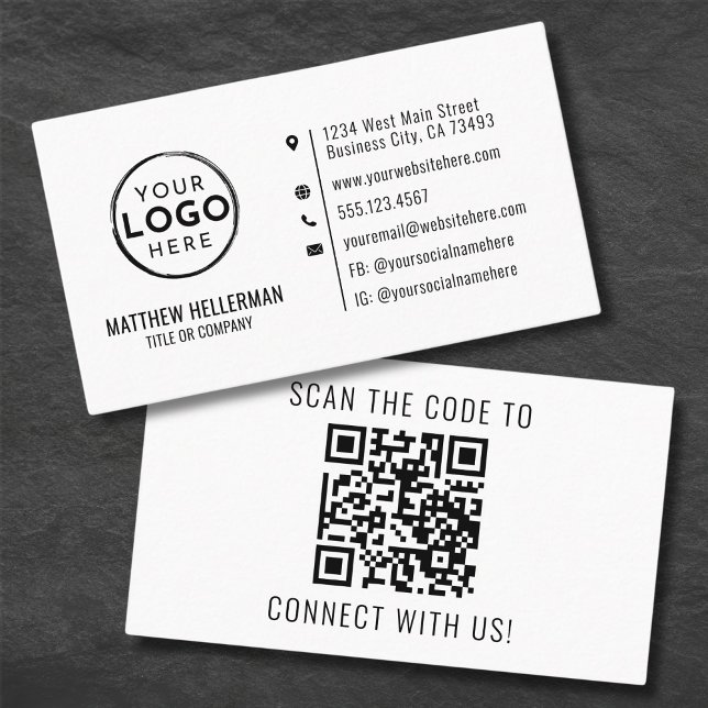 Berufliches, modernes Minimalistisches QR-Logo Visitenkarte (Professional Modern Minimalist QR Code Logo Business Card)
