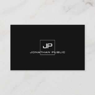 Berufliches modernes Monogramm Elegant Schwarz-wei Visitenkarte