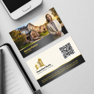 Berufliches, modernes Realtor-Foto-Logo und QR-Cod Visitenkarte