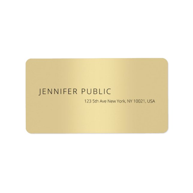 Berufliches, modernes, schlichtes Gold-Template Adressaufkleber (Vorne)