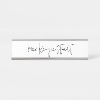 Berufliches, modernes Schwarz-weißes und einfaches Schreibtischnamensplakette