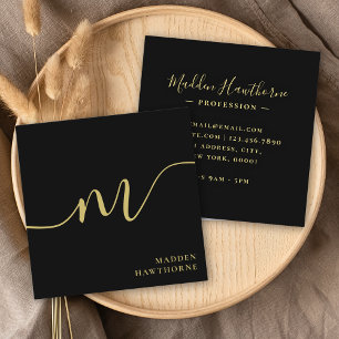 Berufliches, modernes Script Black Monogram Quadratische Visitenkarte