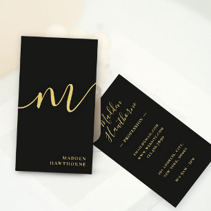 Berufliches, modernes Script Black Monogram Visitenkarte