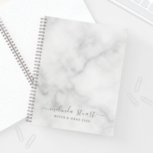 Berufliches, modernes Script-Weißmarbor Notizbuch