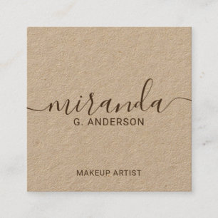 Berufliches modernes Skript-Braunes Packpapier Quadratische Visitenkarte