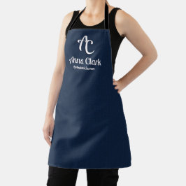 Berufliches Monogram Logo Navy Blue Texted Schürze