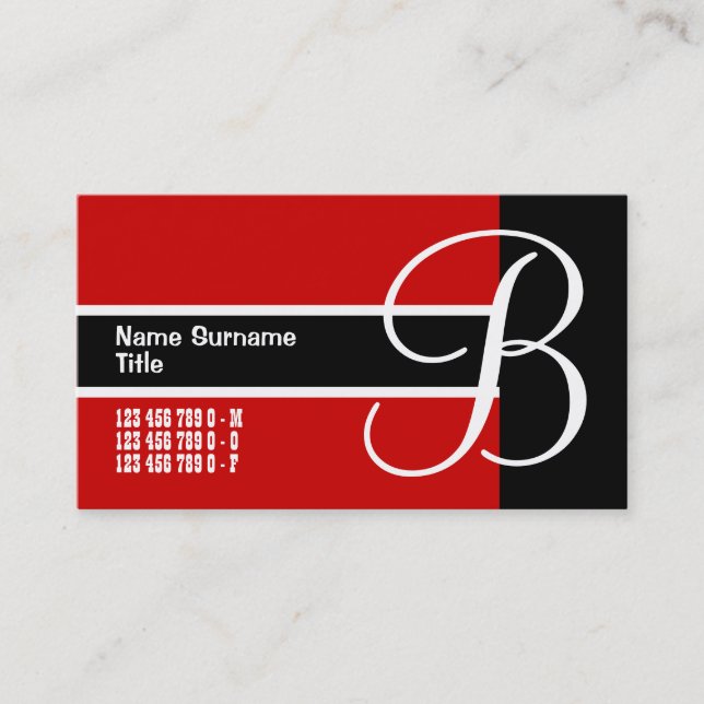 Berufliches Monogramm "B", modernes CUSTOM Visitenkarte (Vorderseite)