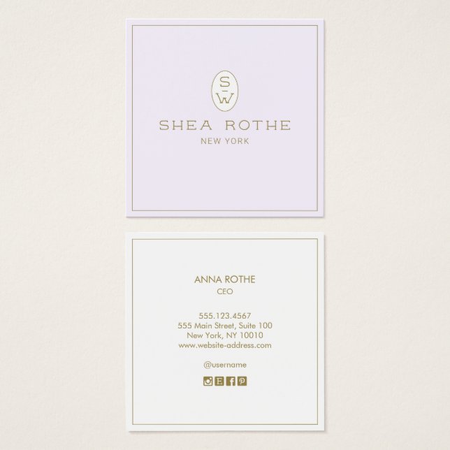 Berufliches Monogramm des Lavender Beauty Salons (Vorne & Hinten)