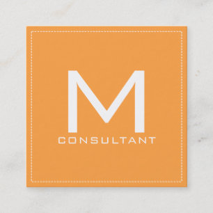 Berufliches Monogramm Elegant Moderne Neon Carrot Quadratische Visitenkarte