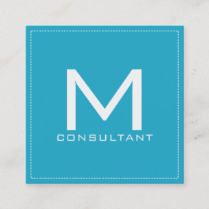 Berufliches Monogramm Elegant Modernes Ball Blau Quadratische Visitenkarte