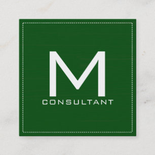 Berufliches Monogramm Elegant Modernes Grün Quadratische Visitenkarte